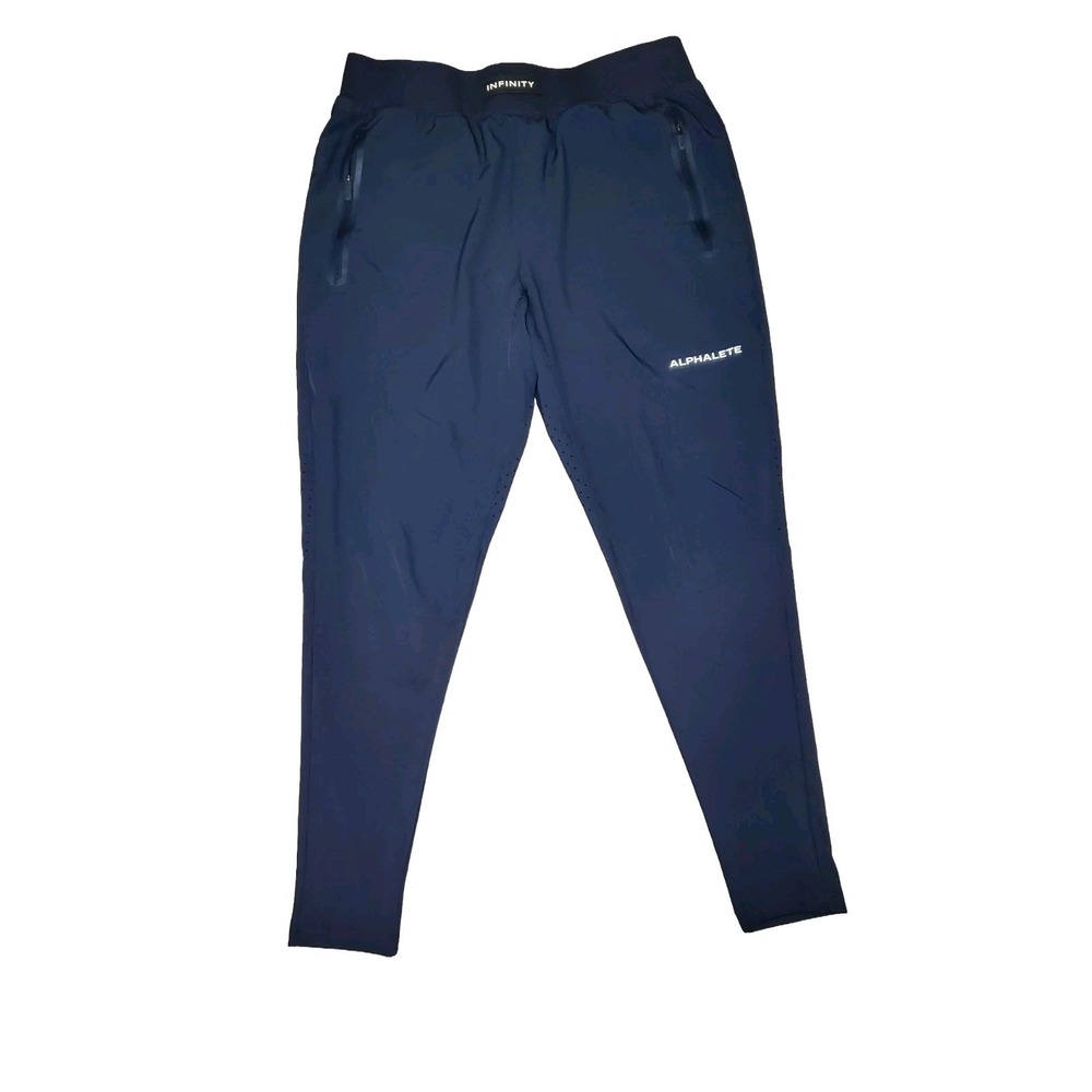 Alphalete Infinity Tech Joggers Men's Large Navy Stretch Pants Zip Pockets Vente